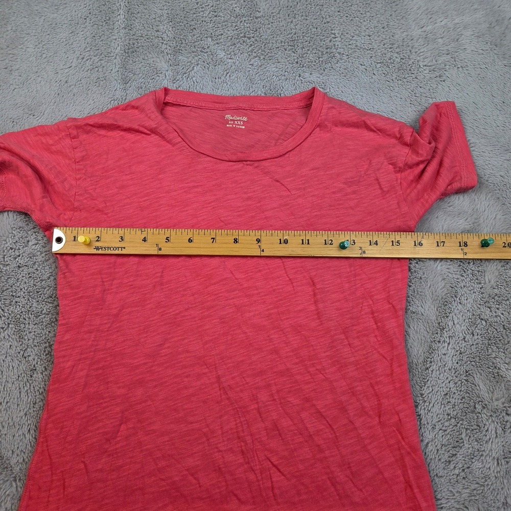 Madewell Whisper Cotton Crewneck Tee Womens XXS Short Sleeve Slub Coral Pink T - Picture 4 of 5